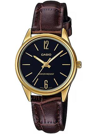 Жіночий годинник casio ltp-v005gl-1b шкіряний ремінець чорний циферблат