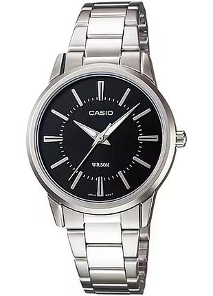 Женские часы casio ltp-1303d-1avdf стальной браслет чёрный циферблат