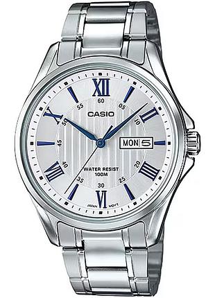 Чоловічий годинник casio mtp-1384d-7a2 сталевий браслет сріблястий циферблат