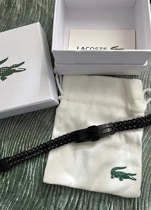 Мужской браслет lacoste — черный, нержавеющая сталь 316l, плетеный дизайн
