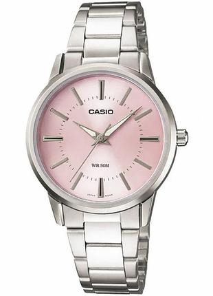 Жіночий годинник casio ltp-1303d-4a сталевий браслет рожевий циферблат