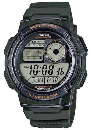 Чоловічий електронний годинник casio ae-1000w-3a полімерний ремінець сірий дисплей