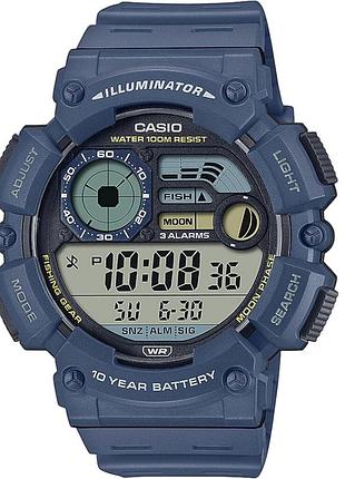 Чоловічий електронний годинник casio ws-1500h-2a полімерний ремінець сірий дисплей