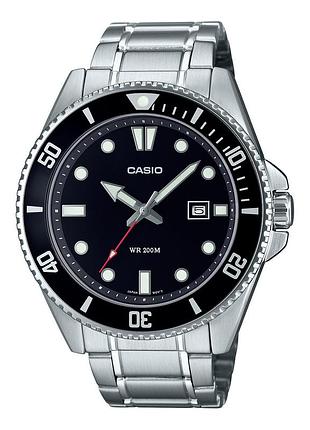 Чоловічий годинник casio mdv-107d-1a1 сталевий браслет чорний циферблат