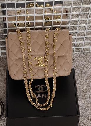 Сумка chanel classic flap mini bag 20 бежевый е