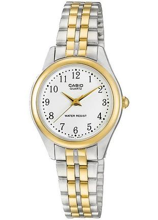 Жіночий годинник casio ltp-1129g-7b сталевий браслет білий циферблат