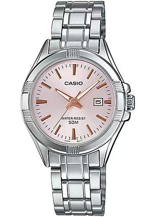 Жіночий годинник casio ltp-1308d-4a сталевий браслет рожевий циферблат