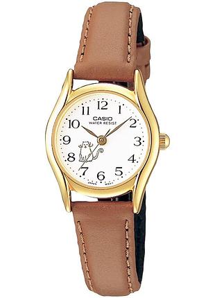 Жіночий годинник casio ltp-1094q-7b8 шкіряний ремінець білий циферблат