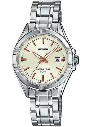 Жіночий годинник casio ltp-1308d-9a сталевий браслет золотистий циферблат