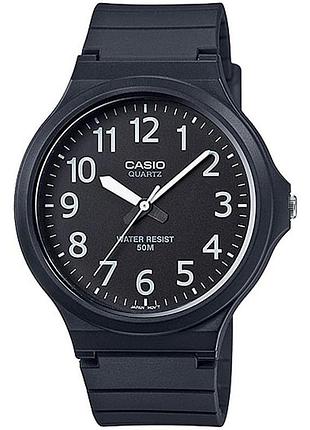 Чоловічий годинник casio mw-240-1b полімерний ремінець чорний циферблат