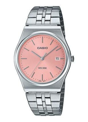 Чоловічий годинник casio mtp-b145d-4a сталевий браслет рожевий циферблат