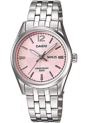 Жіночий годинник casio ltp-1335d-5a сталевий браслет рожевий циферблат