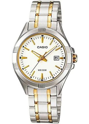 Жіночий годинник casio ltp-1308sg-7a сталевий браслет білий циферблат
