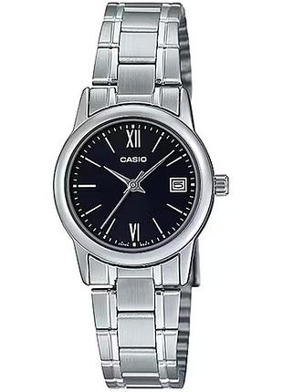 Жіночий годинник casio ltp-v002d-1b3 сталевий браслет чорний циферблат