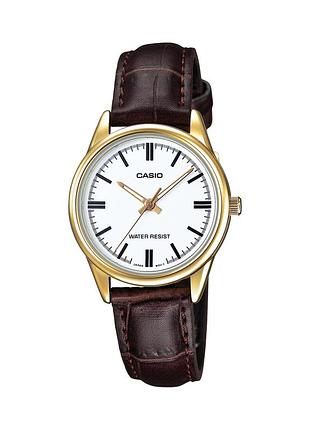 Жіночий годинник casio ltp-v005gl-7a шкіряний ремінець білий циферблат
