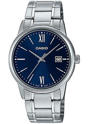 Чоловічий годинник casio mtp-v002d-2b3 сталевий браслет синій циферблат