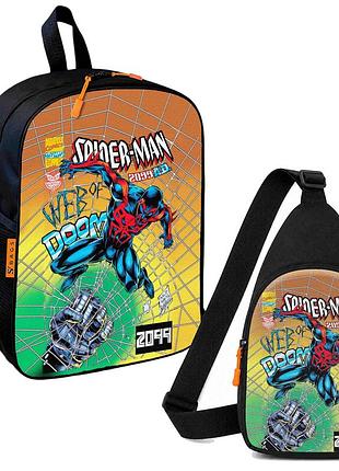 Набор spider-man 2 в 1: детский рюкзак + сумка-слинг, для мальчика и девочки 7–9 лет (6289)