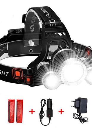 Ліхтар налобний police 3000-t6+2xpe, 2x18650, signal light, зп 220v/12v, box