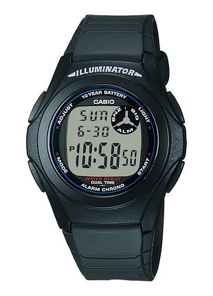 Чоловічий електронний годинник casio f-200w-1a полімерний ремінець сірий дисплей