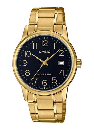 Мужские часы casio mtp-v002g-1b стальной браслет чёрный циферблат