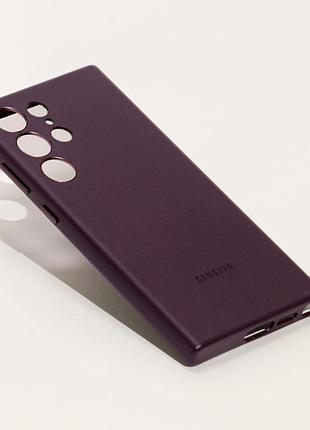 Кожаный чехол leather case для samsung galaxy s23 ultra (sm-s918), фиолетовый (burgundy) — чехол-накладка из премиальной экокожи с