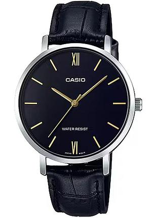 Жіночий годинник casio ltp-vt01l-1b шкіряний ремінець чорний циферблат