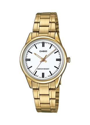 Жіночий годинник casio ltp-v005g-7a сталевий браслет білий циферблат