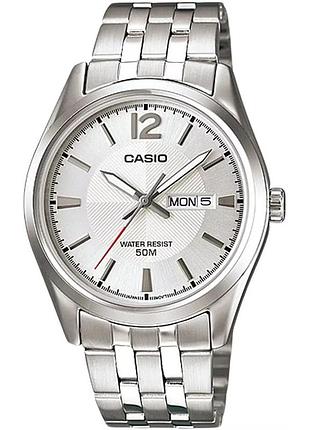Чоловічий годинник casio mtp-1335d-7a сталевий браслет сріблястий циферблат