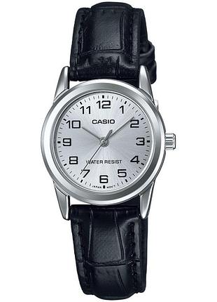 Жіночий годинник casio ltp-v001l-7b шкіряний ремінець сріблястий циферблат