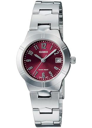 Жіночий годинник casio ltp-1241d-4a2 сталевий браслет рожевий циферблат