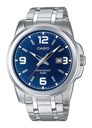 Чоловічий годинник casio mtp-1314d-2avdf сталевий браслет синій циферблат