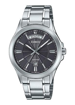 Чоловічий годинник casio mtp-1381d-8a сталевий браслет сірий циферблат