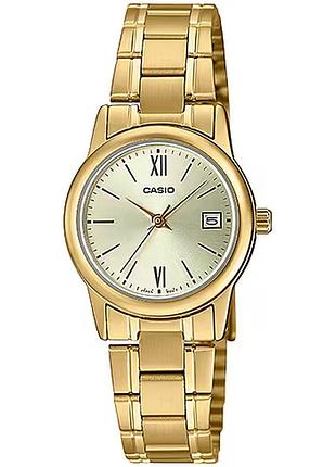 Жіночий годинник casio ltp-v002g-9b3 сталевий браслет золотистий циферблат