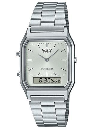 Часы унисекс casio vintage aq-230a-7a стальной браслет серебристый циферблат