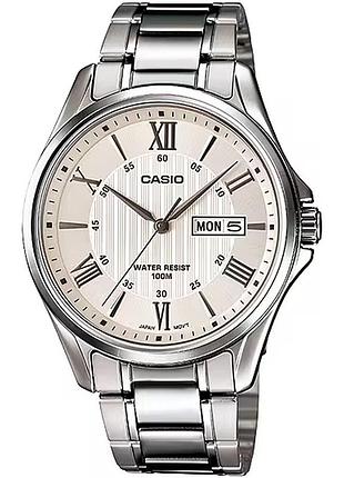Чоловічий годинник casio mtp-1384d-7a сталевий браслет сріблястий циферблат