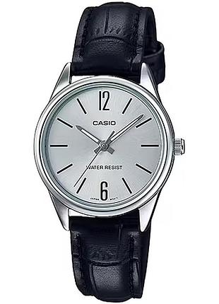 Жіночий годинник casio ltp-v005l-7b шкіряний ремінець сріблястий циферблат