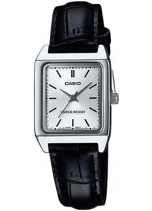 Женские часы casio ltp-v007l-7e1 кожаный ремешок серебристый циферблат
