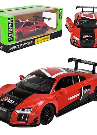 Колекційна машинка audi r8 lms автопром sport 1:24, металева модель зі світлом, звуком та дверима, що відчиняються