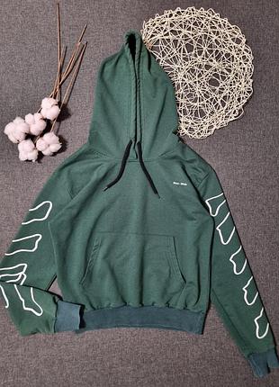 Зеленый худи с принтом (в стиле off-white),