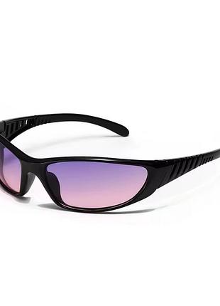 Солнцезащитные очки y2k wrap around sunglasses black purple lens cyber sport racing vintage style outdoor cycling y2003