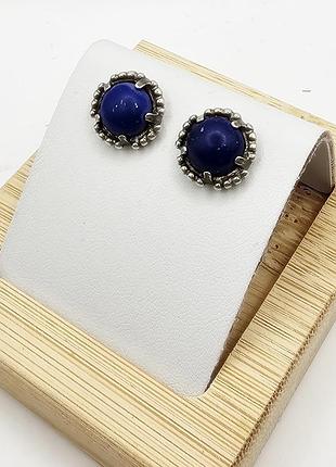 Сережки срібні з лазурітом 3,88 г