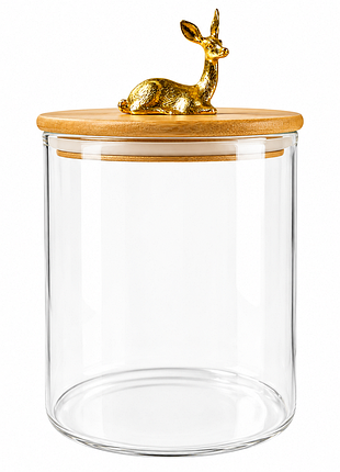 Банка для хранения royal stag gk-5438 2200 мл стекло с бамбуковой крышкой и декоративной ручкой прозрачный