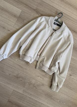 Куртка женская zara l под замшу демисезонная на резинке осенняя весенняя стильная