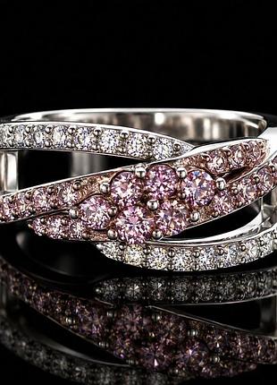Серебряное кольцо 925 пробы с розовыми фианитами
