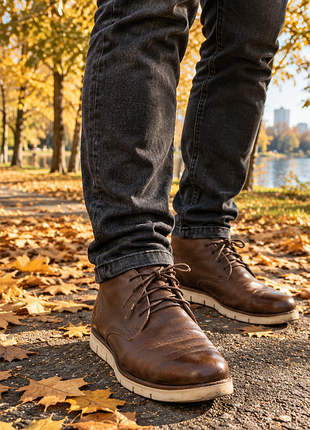 Чоловічі шкіряні черевики timberland city premium коричневі 42.5