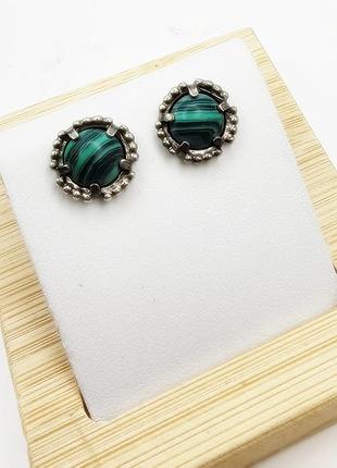 Сережки срібні з малахітом 3,75 г
