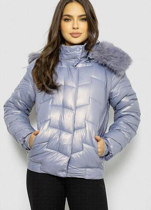 Женская короткая повседневная куртка из полиэстера со съемным капюшоном xl, голубой