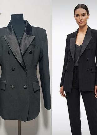 Zara элегантный черный жакет-смокинг  с атласными лацканами 175/96 cm /l