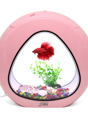 Мини аквариум 3 в 1 sunsun aquarium ya-01 led в цвете розовый