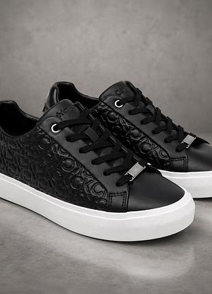 Женские кеды calvin klein vulc lace up mono mix 41 черные с белой подошвой (12346105)